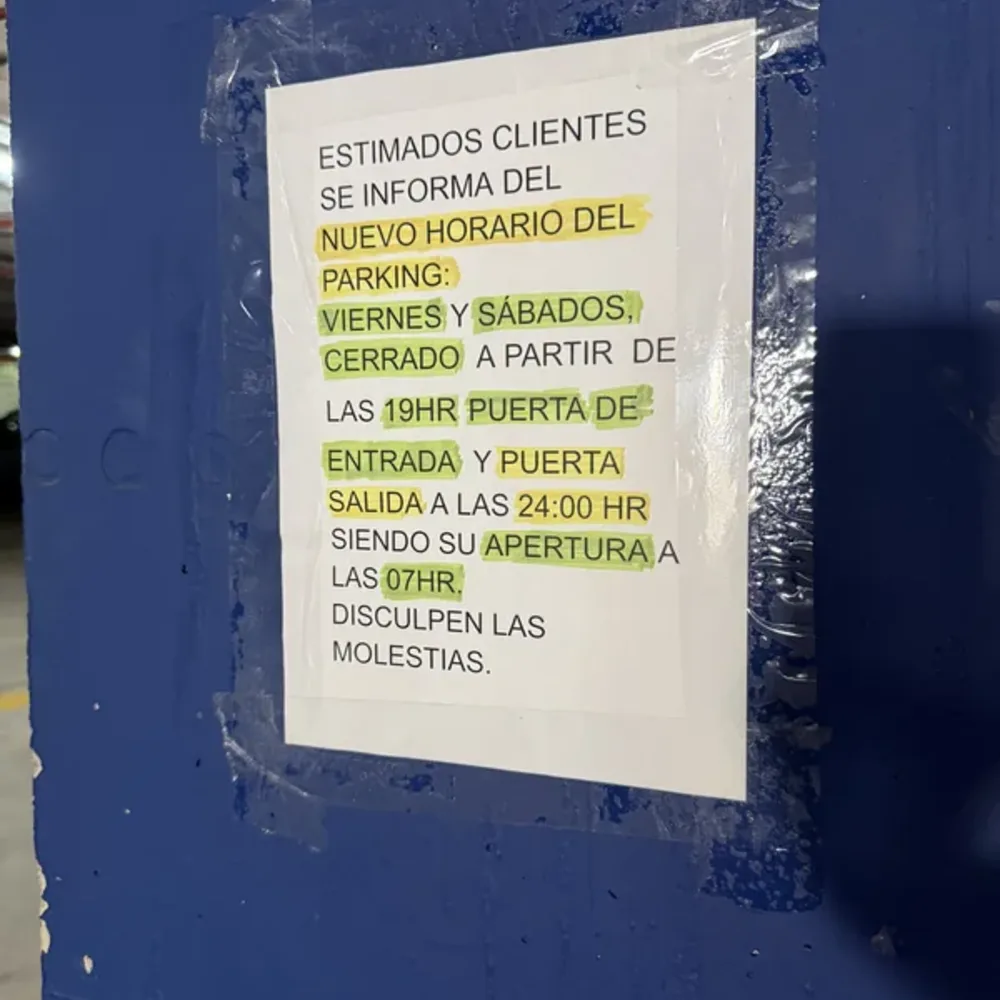 Parking and Hours of Operation Signs